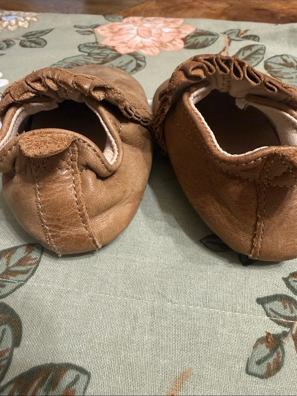 Little Love Bug Tan Leather Moccasins for Kids